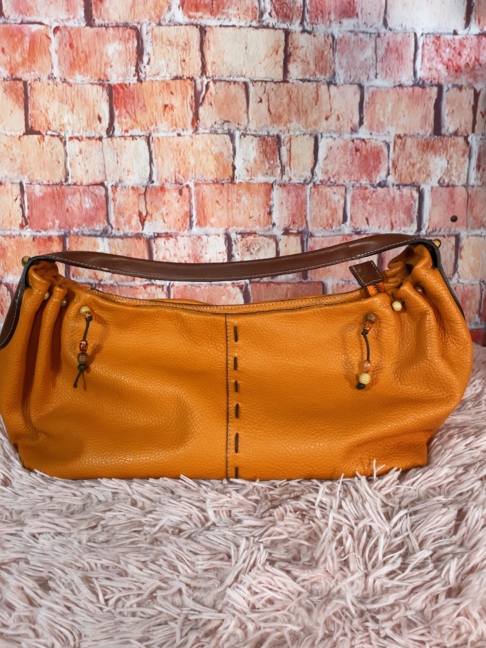 Everyday Pebbled Leather Hobo in Mustard